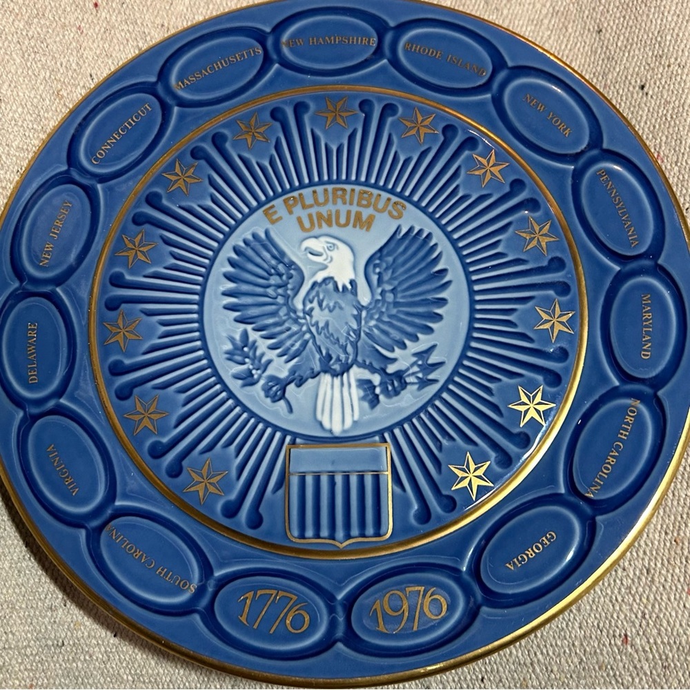 Bing & Grondahl B&G Blue Bicentennial Plate 1776-1976 Americana VTG Historical